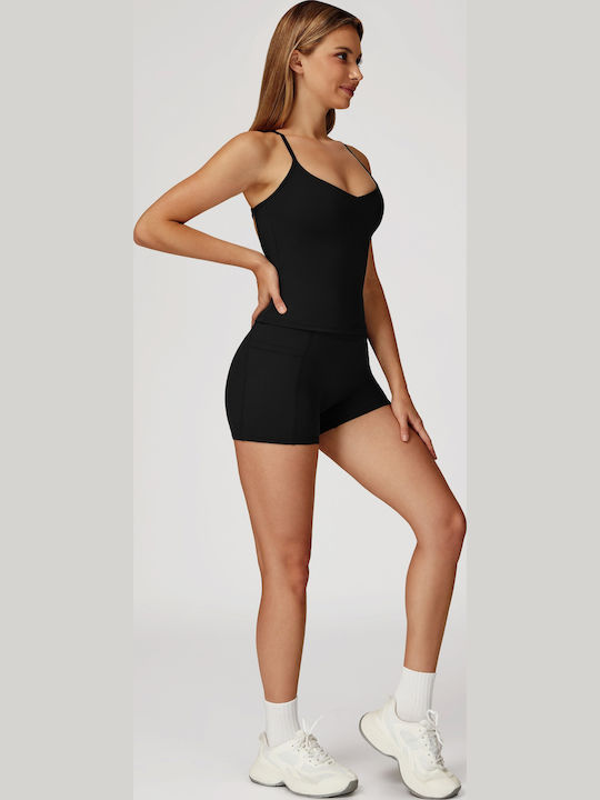 Training Damen-Set mit Leggings Schwarz TZ4513-6-Schwarz