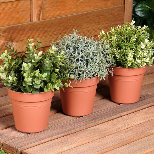 Progarden Set of 3 Plastic Flower Pots Brown 13x12cm