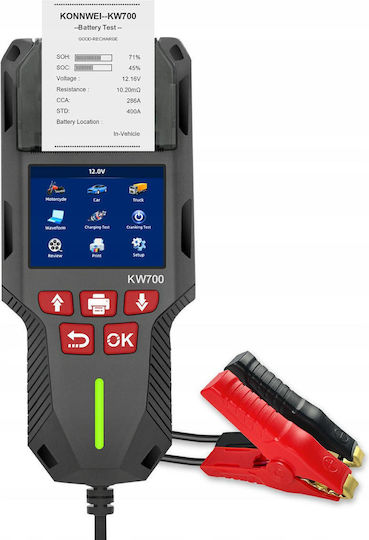6V 12V 24V Batterietester Em Konnwei Drucker