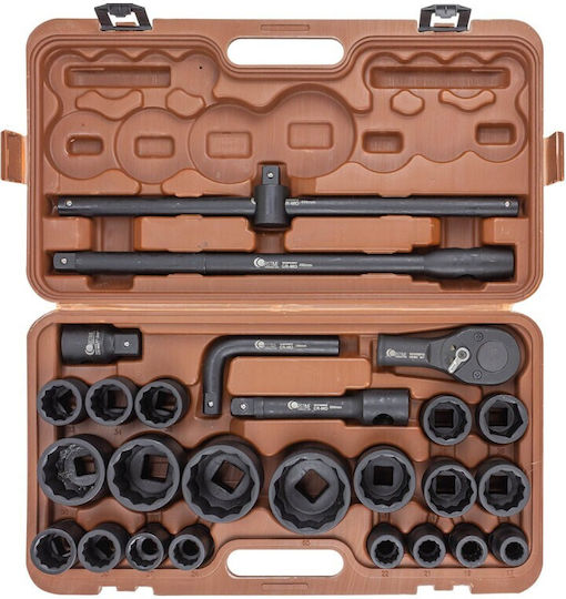 Set Chei Tubulare Impact 3/4" 12 Puncte 17-65mm 26 Bucăți Cutie
