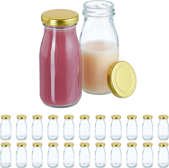Set 24 Sticle din Sticlă Relaxdays 150 Ml Transparent Aurii 12x5.5cm