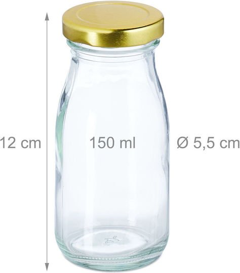 Set 24 Sticle din Sticlă Relaxdays 150 Ml Transparent Aurii 12x5.5cm