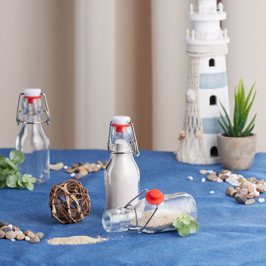 Set 24 Sticle de Sticlă Capace Etanșe 100 Ml Transparente Roșii Albe 14x5cm