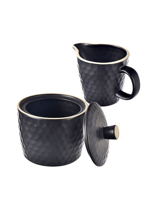 Orion Set Milchkännchen & Zuckerdose Servierset Keramik Schwarze 2 Stück
