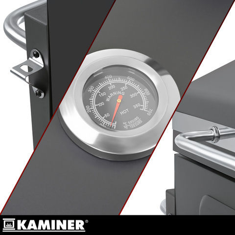 Kaminer Rostfreier Stahl Holzkohlegrill Mit Einem Deckel Und Thermometer 57x42cm