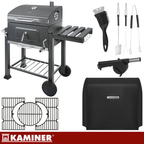 Kaminer Rostfreier Stahl Holzkohlegrill Mit Einem Deckel Und Thermometer 57x42cm