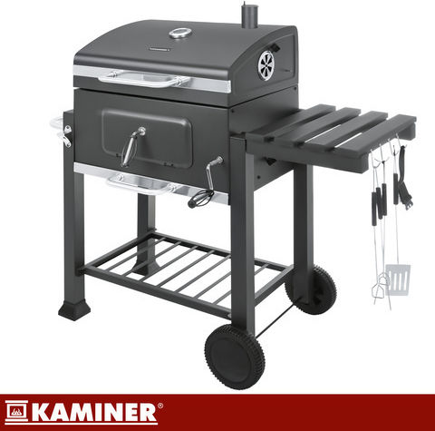 Kaminer Rostfreier Stahl Holzkohlegrill Mit Einem Deckel Und Thermometer 57x42cm