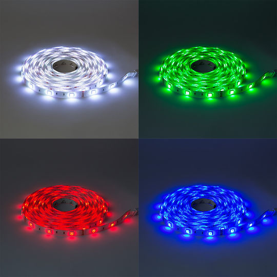 Alista Home Bandă LED Impermeabilă 12V RGB Lumină 5m Tip SMD5050 cu Sursă de Alimentare și Telecomandă