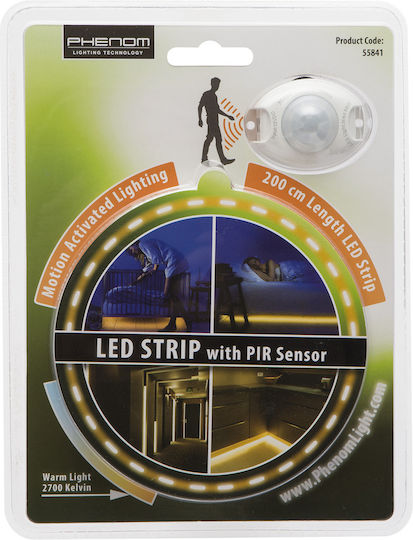 Alista Home Bandă LED Lumină Alb Cald 2m Tip SMD3528 cu Senzor de Mișcare și Sursă de Alimentare