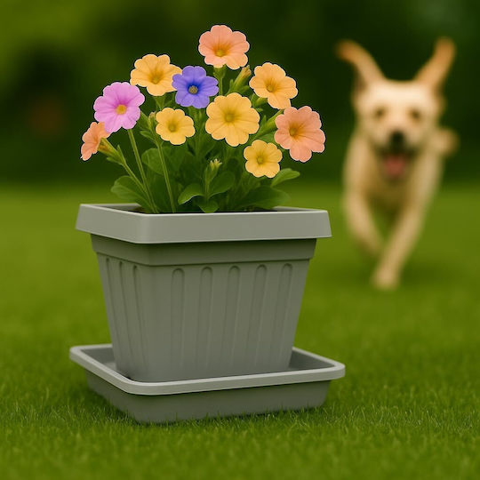 Farfurie Pentru Floare Din Plastic Gri 34x34cm Set 5 Buc B09526P3BF