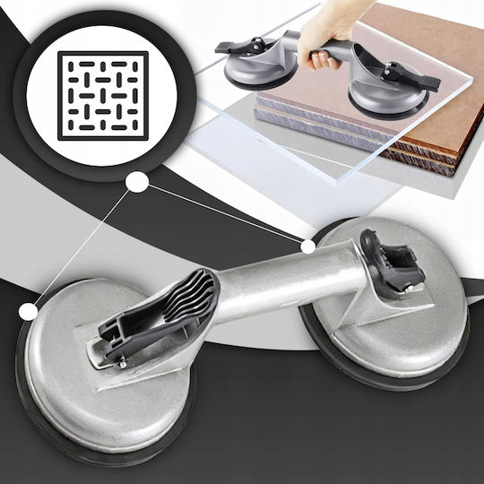 Ventuză Dublă Pentru Sticlă Plăci Zola Vid Puternic 60-100 Kg Suport Geamuri Panouri Oglinzi Plăci Aluminiu 2 X 11,5 Cm