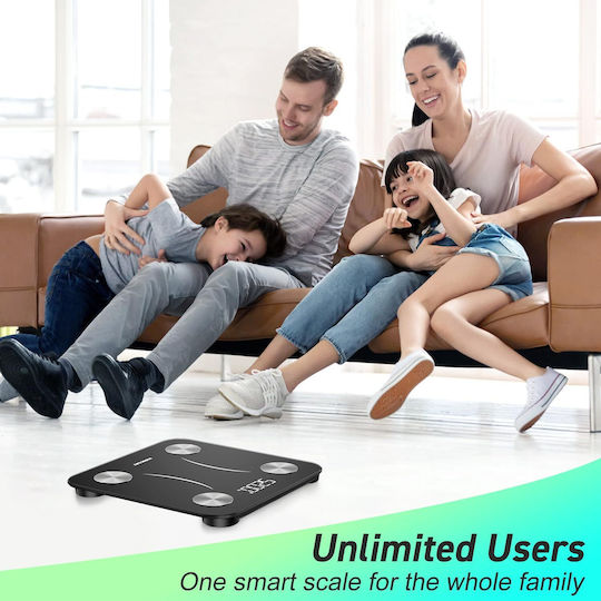 Insmart Smart Cantar De Baie 180kg Cu Analizator De Grăsime Corporală Și Bluetooth Negru