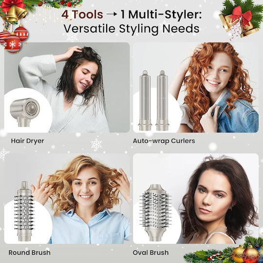 Perie de Păr Electrică Ceramică cu Aer și Cap Rotativ pentru Îndreptarea Părului și Bucle 1300W