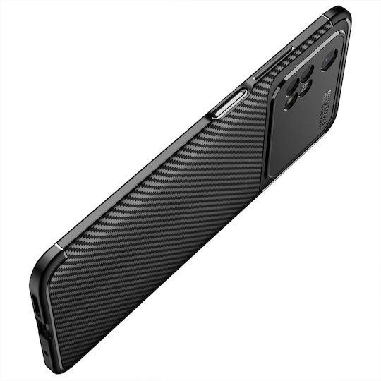Forcell 4g Carbon Fiber Texture Back Cover Σιλικόνης / Tempered Glass Μαύρο (Poco M4 Pro)