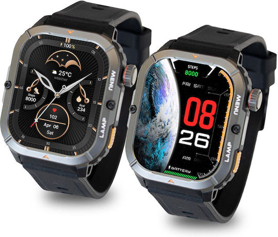 AGM Legion 3 Αδιάβροχο Smartwatch με Παλμογράφο (Μαύρο)