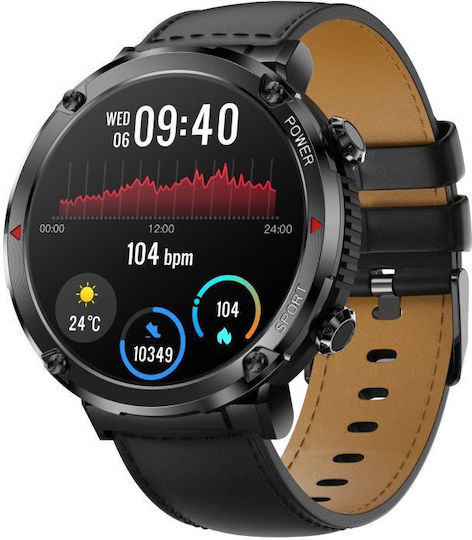 Εξυπνο Ρολοϊ Gravity Zegarek Meski Smartwatch Gravity Gt21-3 Bk Bk Leather Bk
