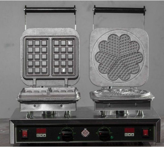 M&M equipment WAF ID/H-B Επαγγελματική Βαφλιέρα Διπλή Άνοιγμα 90° για Βάφλες σε Σχήμα Τετράγωνο και Μαργαρίτας
