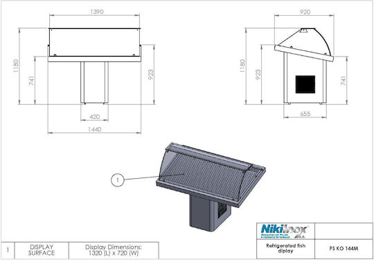 Niki Inox PS KO 144M Ψαριέρα Υ120xΠ144xΒ90cm PS KO 144M