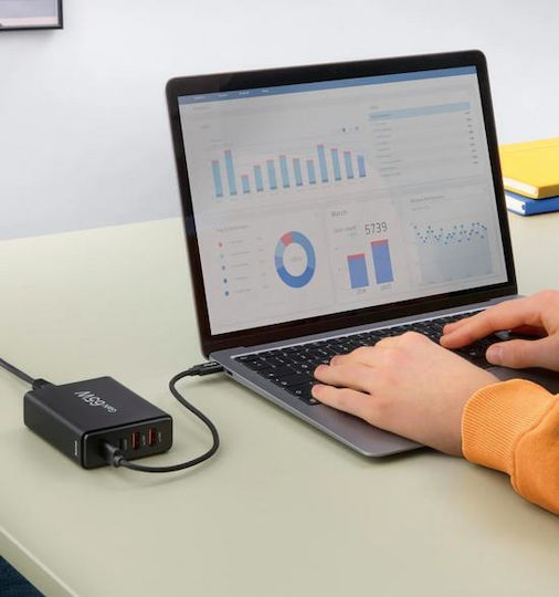 HAMA GaN с 2 USB-A порта и 2 USB-C порта 65W Power Delivery Черен (00201979)