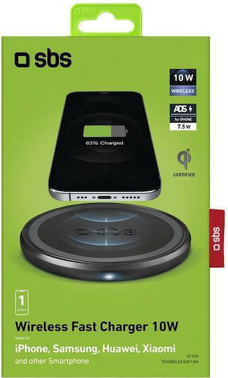 SBS Kabelloses Ladegerät (Qi Pad) und Kabel USB-C 10W Schwarzs (TEWIRELESSUF10W)