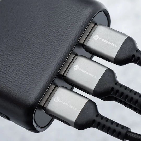 Forcell P20K2 Power Bank 20000mAh 22.5W με 3 Θύρες USB-A και Θύρα USB-C Power Delivery / Quick Charge 3.0 Μαύρο