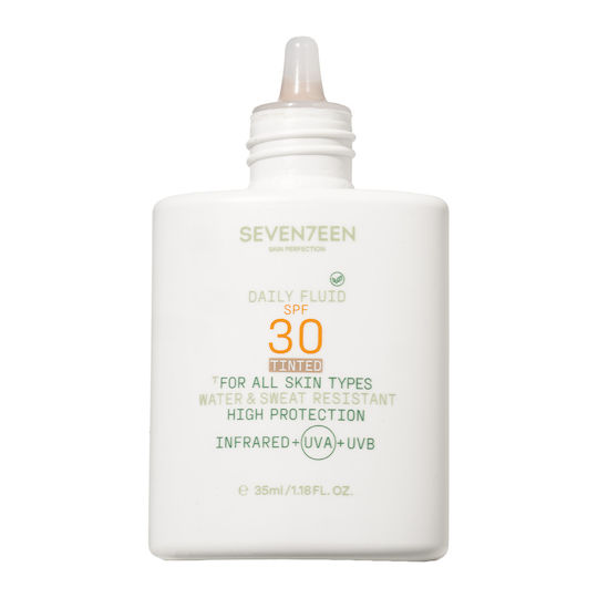 Seventeen Daily Fluid Αδιάβροχη Αντηλιακή Λοσιόν Προσώπου SPF30 με Χρώμα 35ml