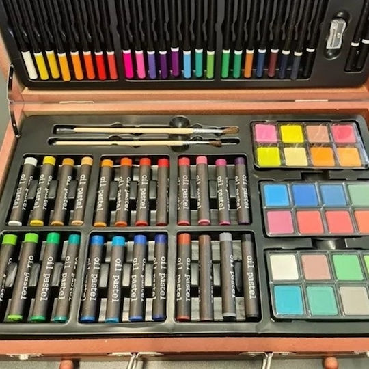 Комплект за рисуване дървен 38x23.5см 129 броя