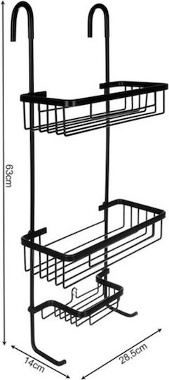 Raft De Baie Montat Pe Perete Metalic 63x14x28cm Negru