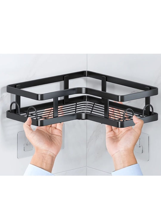 Corner Wall Mounted Bathroom Shelf Metallic Black