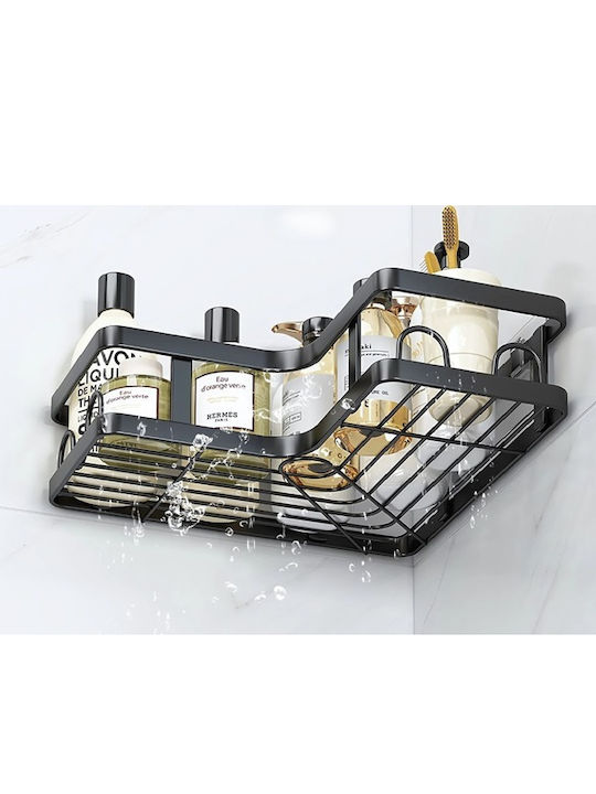 Corner Wall Mounted Bathroom Shelf Metallic Black