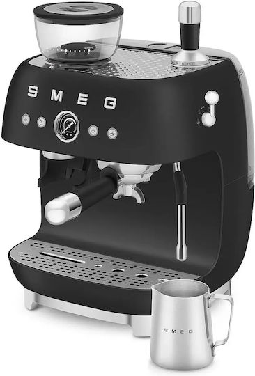 Smeg Automatische Espressomaschine 1650W Druck 20bar für Cappuccino mit Mahlwerk Schwarz EGF03BLMEU