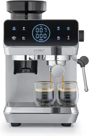 Caso Espressor Automat 1500W Presiune 20 Bar pentru Cappuccino cu Râșniță Gri