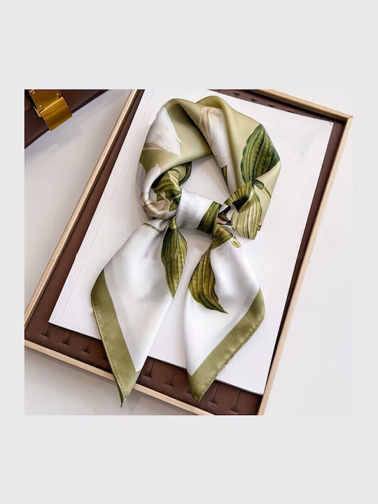 By Queen Botanical Satin Elegance Μαντήλι Λευκά Κρινάκια