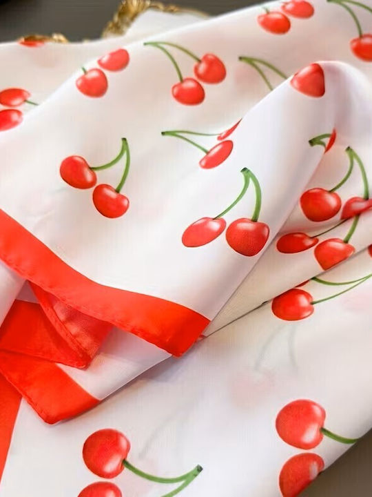 By Queen Playful & Feminine Σατέν Μαντήλι Cherry Print