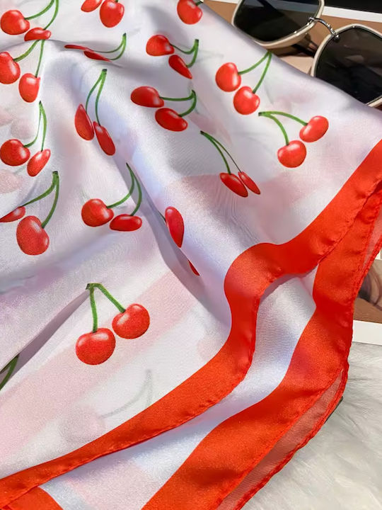 By Queen Playful & Feminine Σατέν Μαντήλι Cherry Print