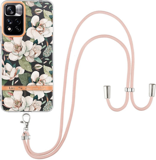 Forcell Xiaomi Redmi Note 11 Pro+ 5G Silicone Lanyard Case Neck Strap Green Gardenia