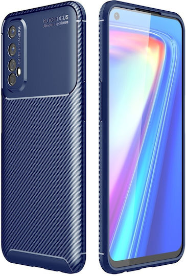 Forcell Huawei P Smart 2021 Карбонов Калъф Силикон Син