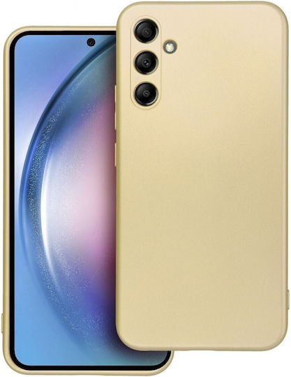 Forcell Samsung Galaxy A55 5G Metallische Silikon Handyhülle Gold