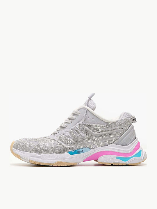 Race Strass Combo B Damen Chunky Sneakers Silber