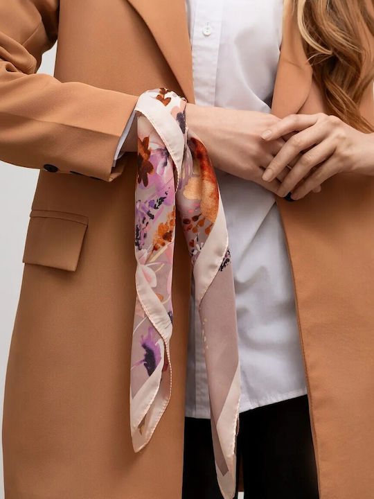 By Queen Σατέν Μαντήλι Elegant & Artistic Floral Σχέδιο