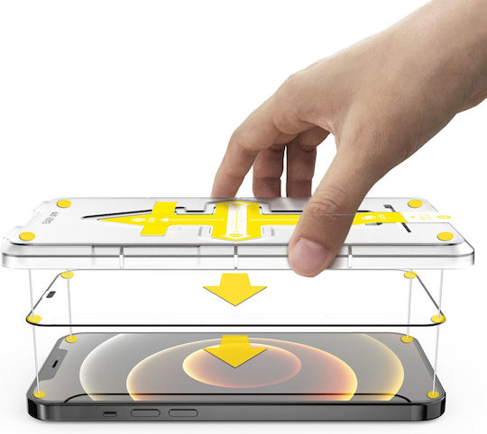 Set 2 Tempered Glass Screen Protectors Easy Quick Installation System Full Cover 3d Flippy Compatible Apple Iphone 12 12 Pro Black