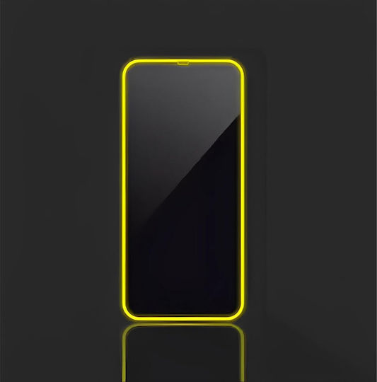 Folie Protectie Telefoane Tempered Glass Apple iPhone 15 Pro Max Flippy Luminous Neon Fosforescent Siliconic Margine Mat Anti-Amprente Protectie Completa 9h Galben