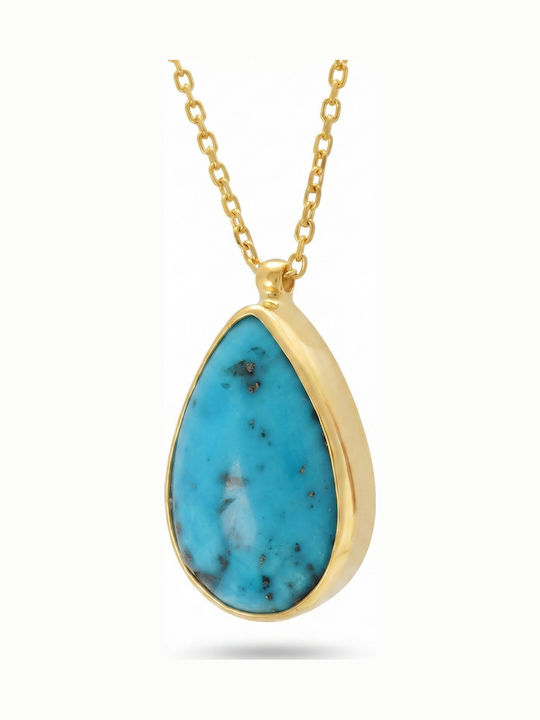 Kiriakos Gofas Necklace From Gold Plated Silver Turquoise