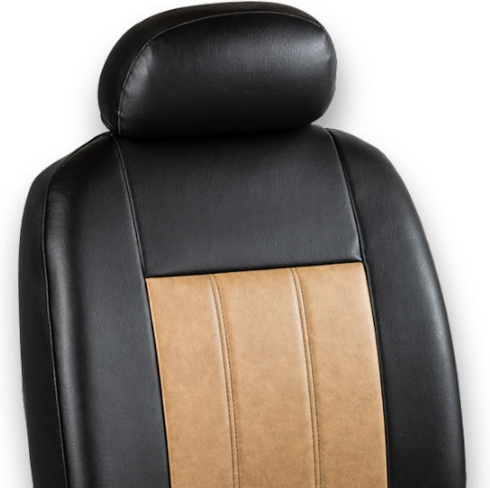Leatherette Car Seat Covers 9 Pieces Pancar X16-x4-f Camel Black Stripe