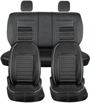 3D Leather Car Seat Covers Streetech Palermo Black Grey Stitching