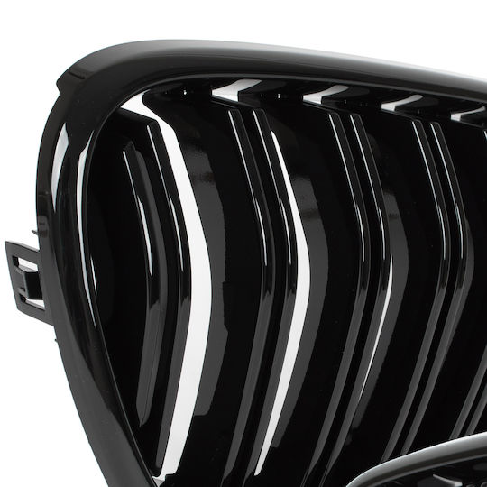 Bmw X3 F25 11-14 Grilă Între Faruri Rinichi Stânga + Dreapta Set Negru Lucios Dublă Bară