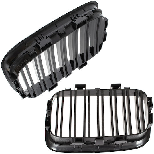 Bmw 3 E36 91-96 Grille Between Headlights Kidneys Left + Right Set Black Glossy Double Bar