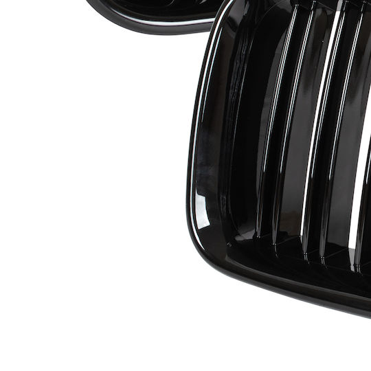 Bmw 3 E36 91-96 Grille Between Headlights Kidneys Left + Right Set Black Glossy Double Bar