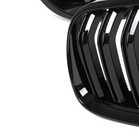Bmw 3 E92 E93 10-13 Grille Between Headlights Kidneys Left + Right Set Black Glossy Double Bar