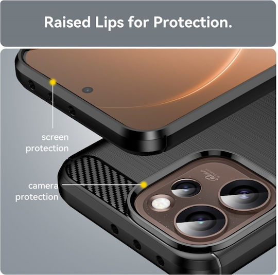 Husă Subțire Din Silicon Oppo Reno15 Pro Max Textură Din Fibră De Carbon Set Autocolant Silicon Negru